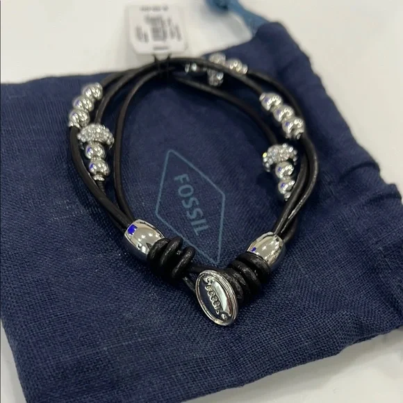 Fossil Black and Silver Multi-Strand Crystal Bracelet BRAND NEW - Picture 3 of 4